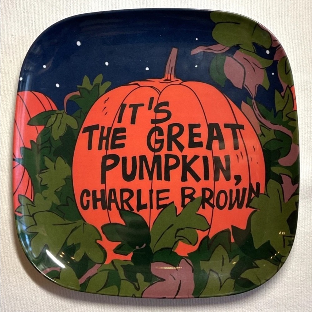 2 pc Halloween Peanuts Plate with Pumpkin NEW 2 bundle